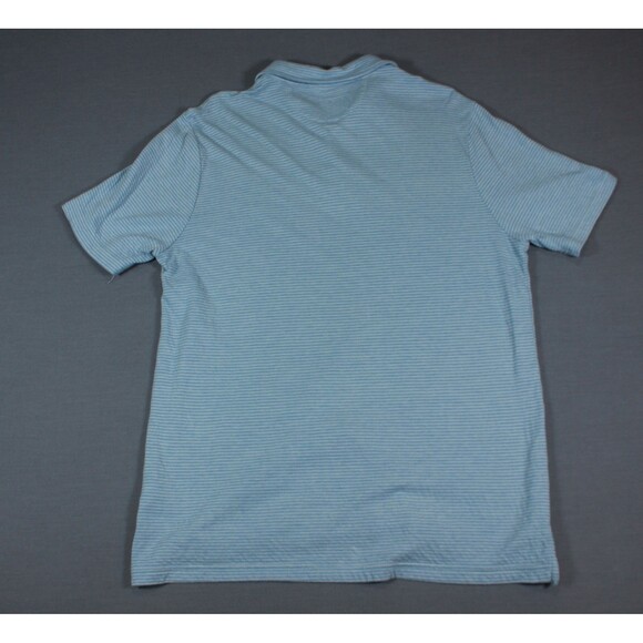 Faherty Polo Golf Shirt Mens Large Cloud Cotton Pima Modal Blue Striped Preppy L - Picture 2 of 10